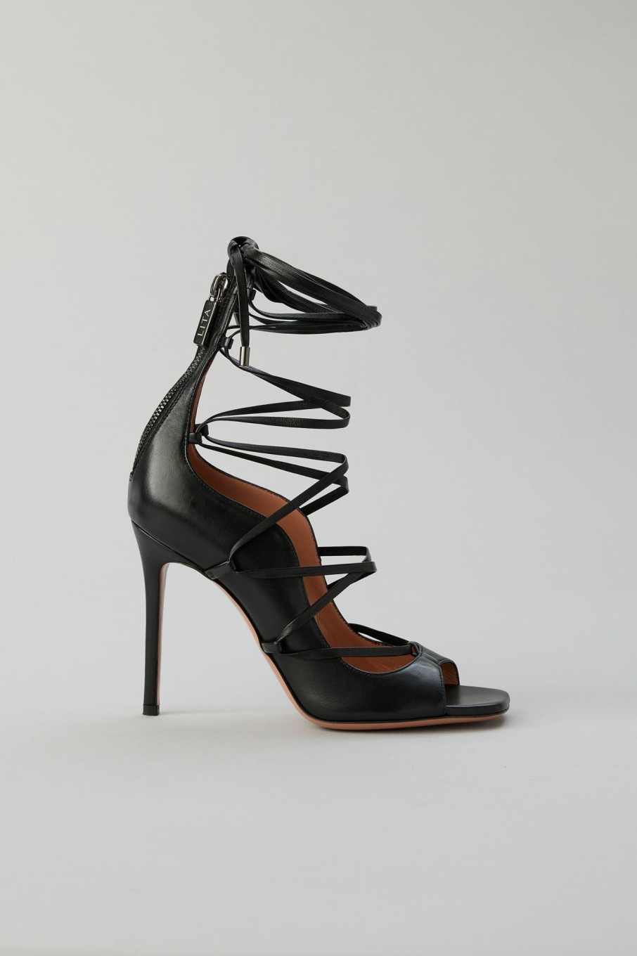 Women LITA | Solid Strappy Heel Sandal In Nappa Leather