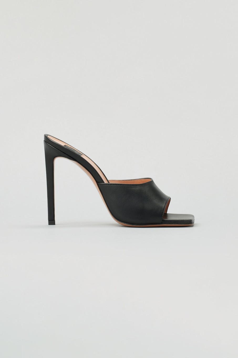 Women LITA | Solid Square Toe Slide Heel In Leather