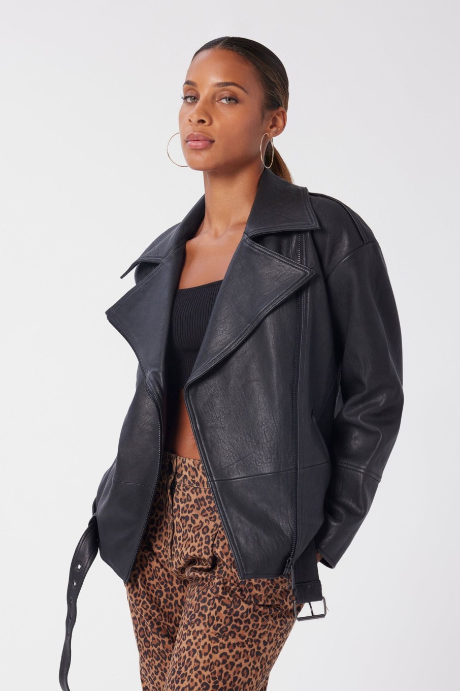 Women LITA Coats & Jackets | Oversized Leather Biker Jacket