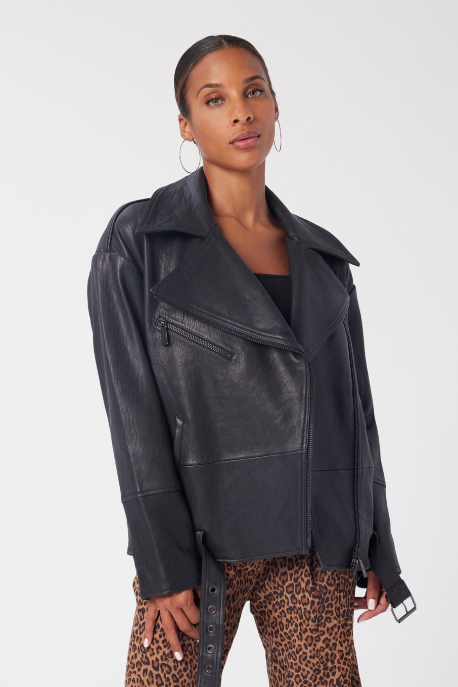 Women LITA Coats & Jackets | Oversized Leather Biker Jacket