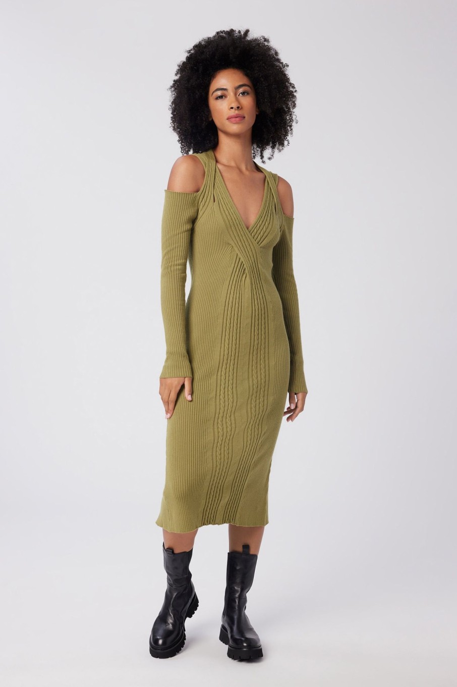 Women LITA Dresses | Cable Strapped Dress In Merino Wool