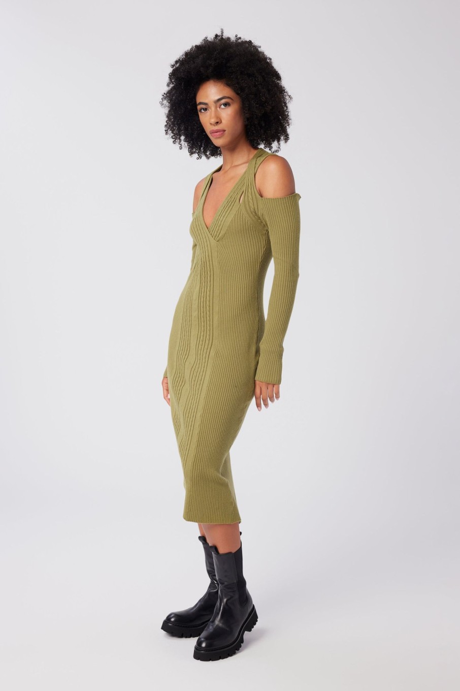 Women LITA Dresses | Cable Strapped Dress In Merino Wool