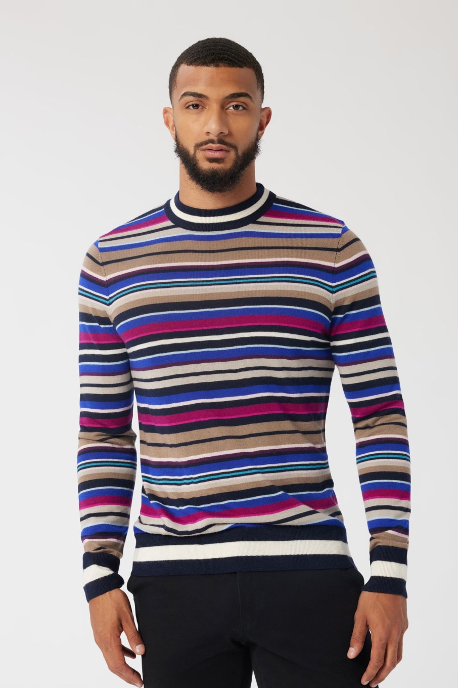 Men Good Man Brand Knitwear | Striped Crew Sweater