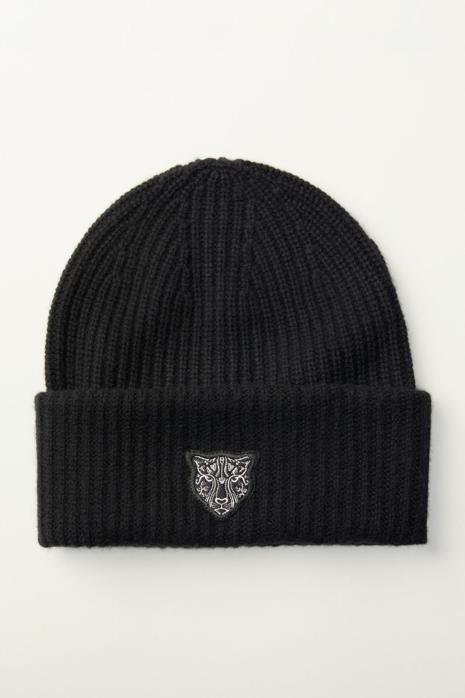 Women LITA | Black Cheetah Beanie In Recycled Cashmere