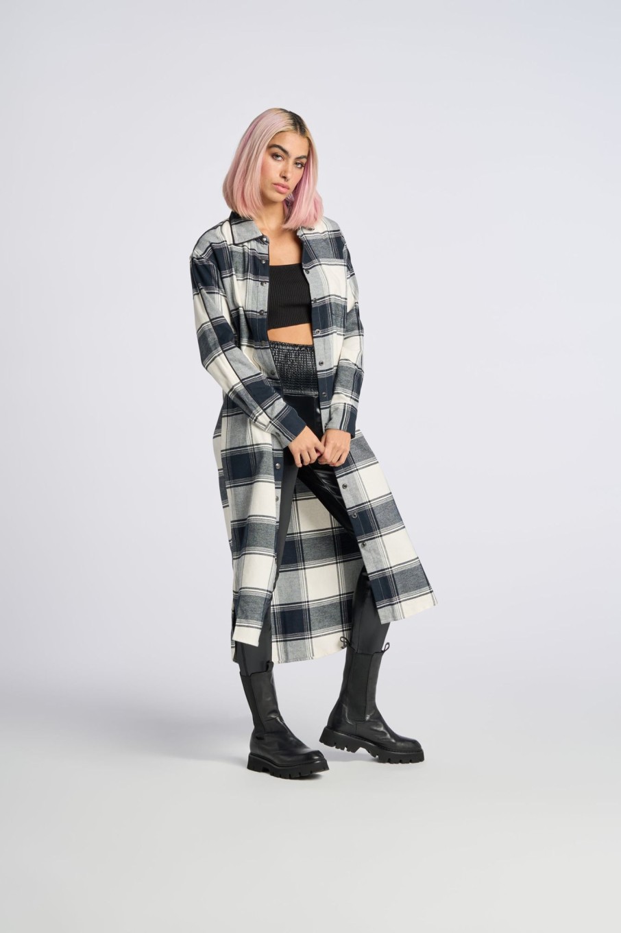 Women LITA Tops | Maxi Plaid Boyfriend Shirt In Brushed Cotton Flannel