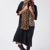 Women LITA | Long Wide Scarf In Safari Printed Faux Fur