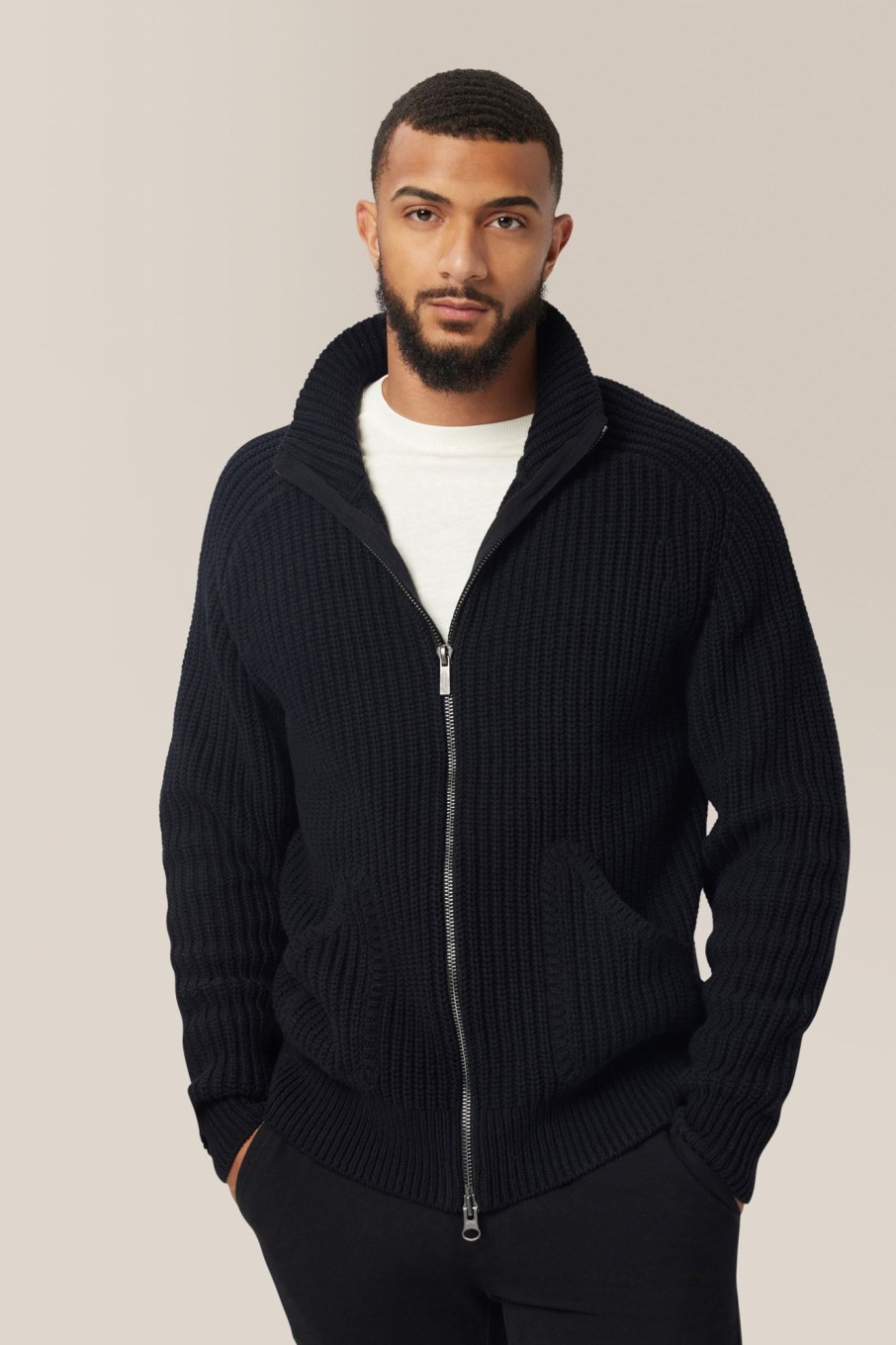 Men Good Man Brand Knitwear | Chunky Knit Zip Up Sweater