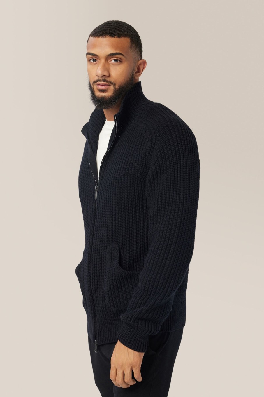 Men Good Man Brand Knitwear | Chunky Knit Zip Up Sweater