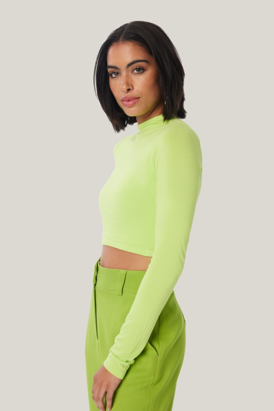 Women LITA Tops | Young & Fun Long Sleeve Crop Mock Top In Rayon