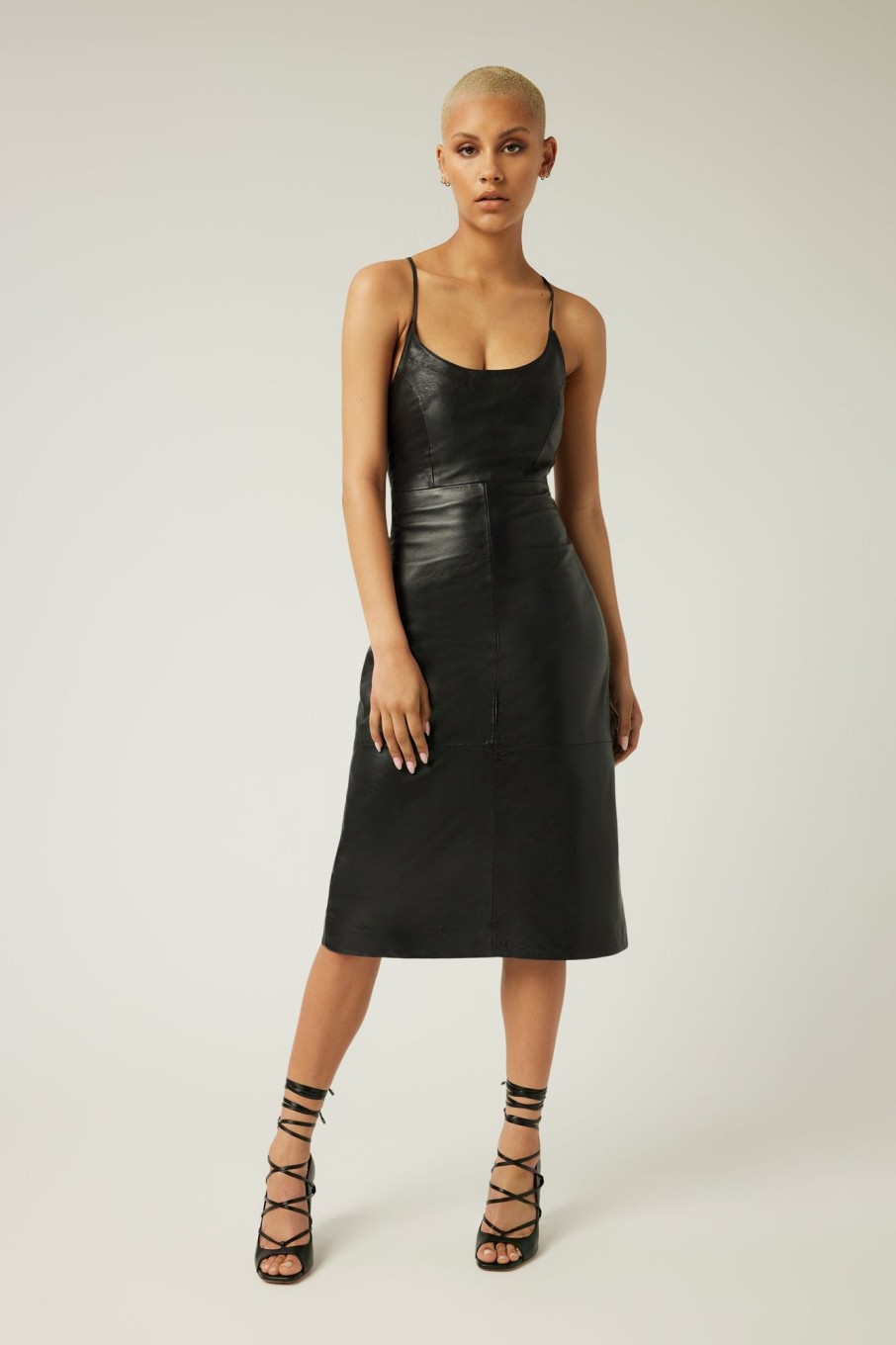 Women LITA Dresses | Lace Back Leather Dress