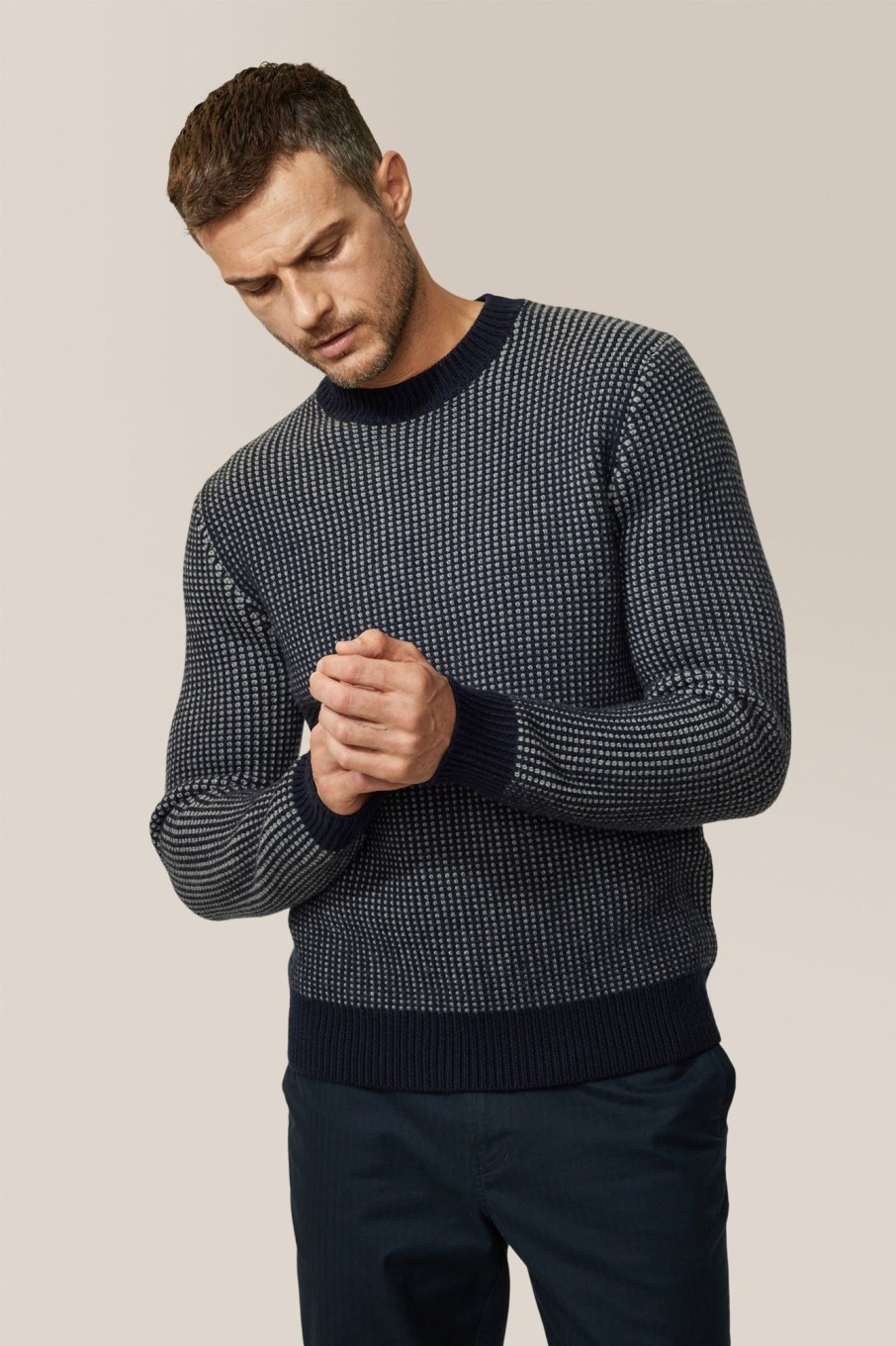 Men Good Man Brand Knitwear | Two-Tone Crew Sweater