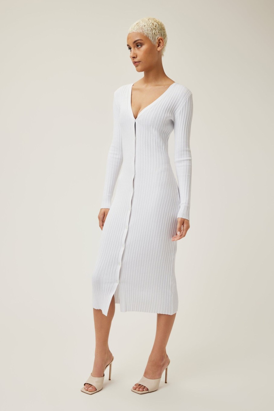 Women LITA Dresses | Icon Rib Cardigan Dress In Cotton