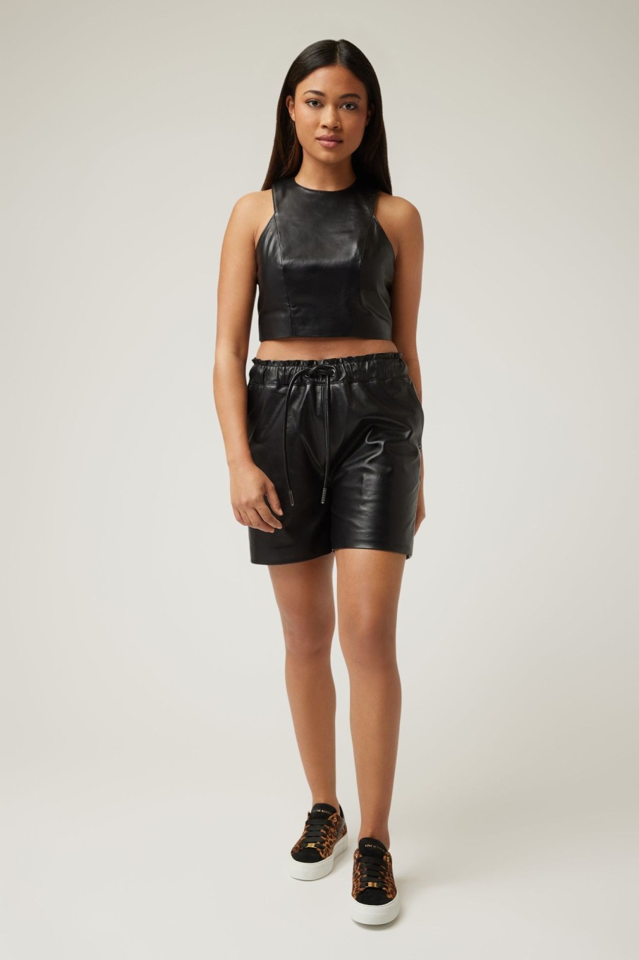 Women LITA Pants And Shorts | Wide Leg Short In Leather